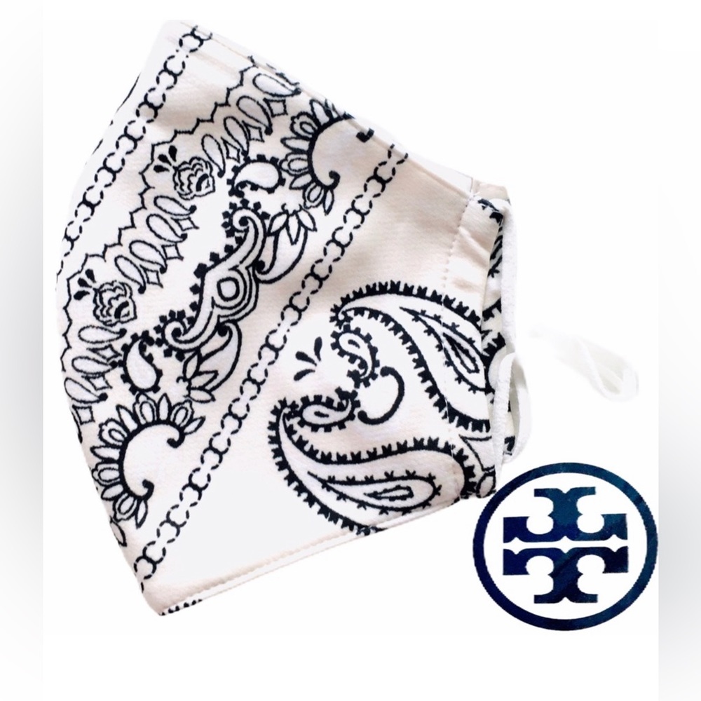 Brand new. Women’s Tory Burch Blue and White Logo Mask